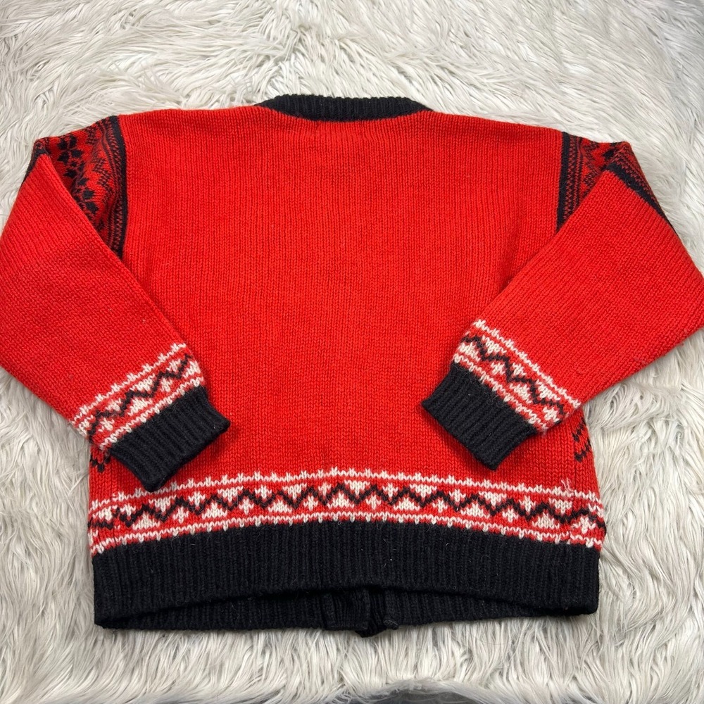 Vintage Cambridge Dry Goods Women's M Fair Isle Bear Button Cardigan Wool Red - Picture 6 of 6